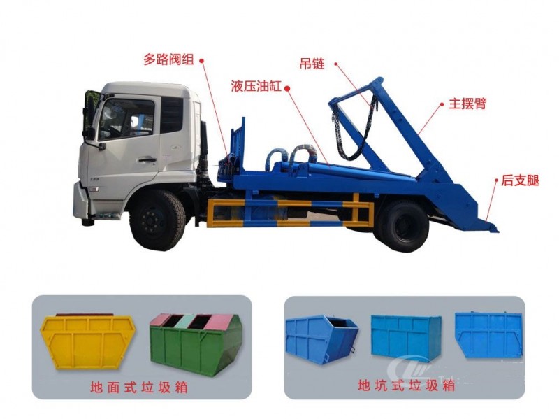 東風天錦10-12方擺臂垃圾車